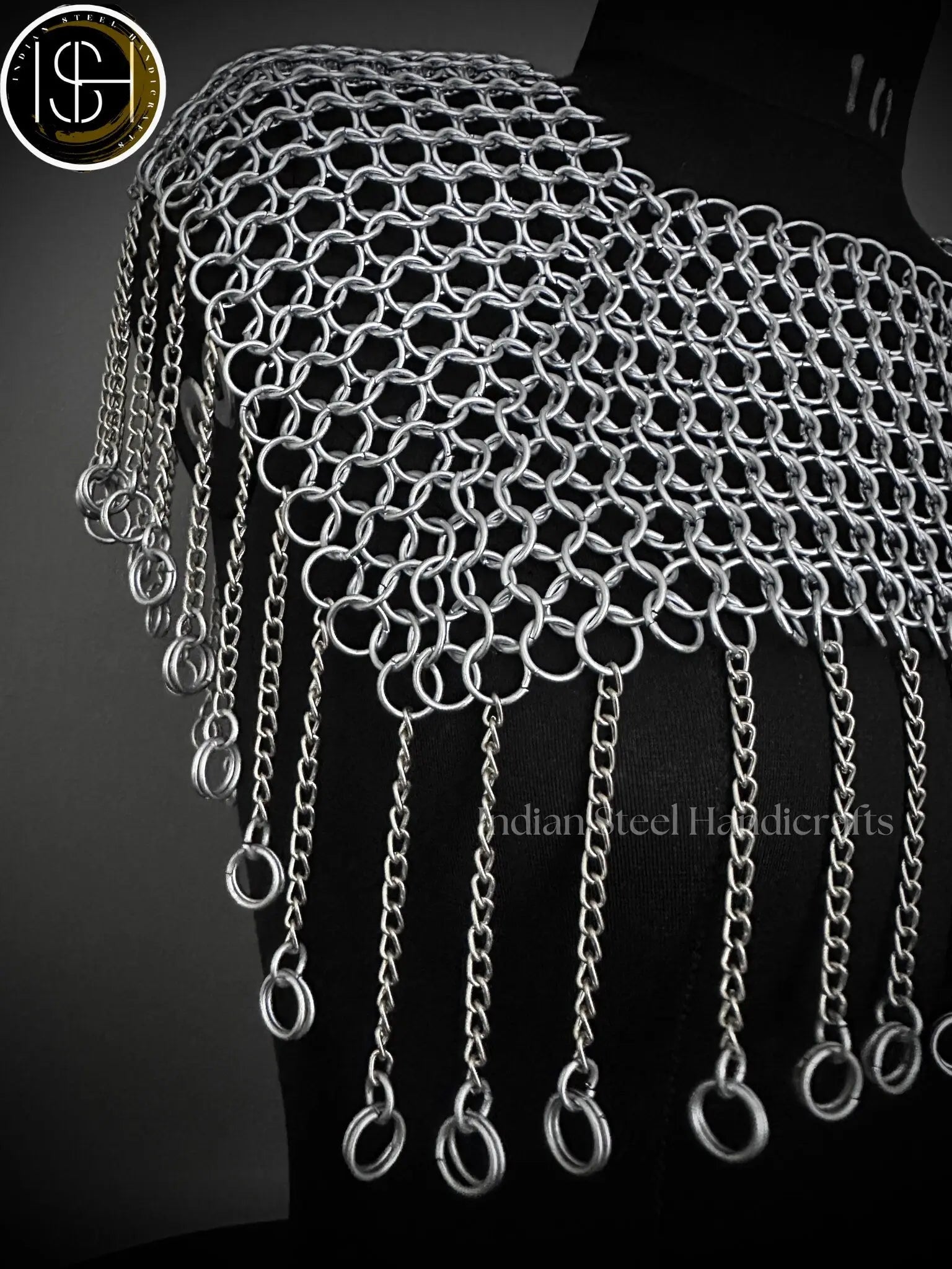 Chainmail Square Shoulder, Chainmail Jump Ring, Chainmail Neck Piece, Cosplay Costume, Chainmail Festival, Renaissance Faire Larp Gift. ISH Collection
