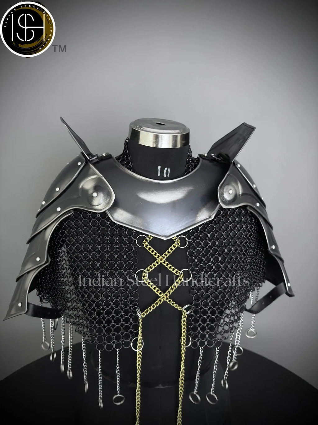 Knight Brave Female Armor, Gorget Pouldron Armor, Chaianmail Stylish top,Cosplay Armor, Sca Armor, Larp Armor, Gifts for Women. ISH Collection