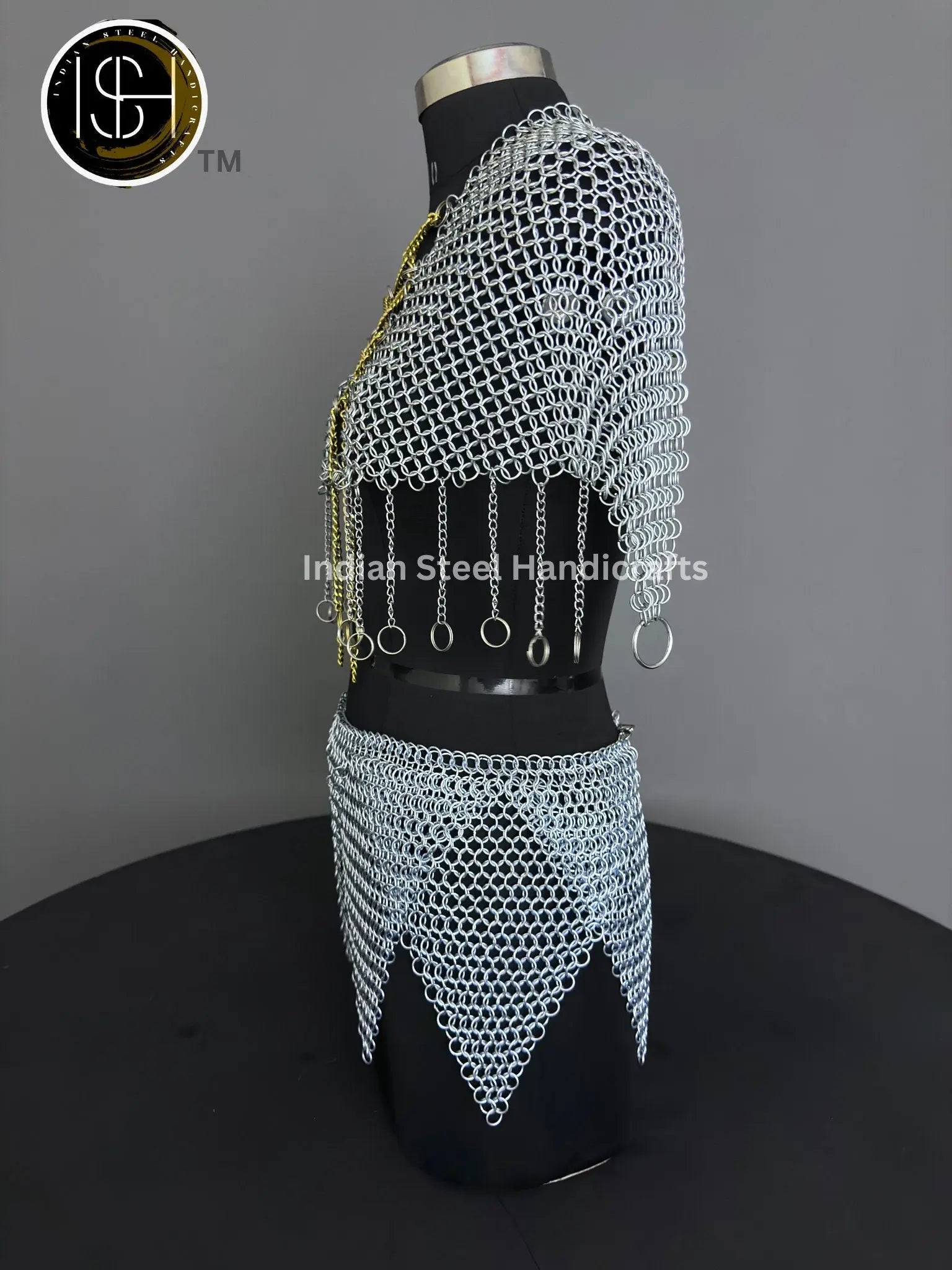 Chainmail Harness, Chainmail Chains Layers top & Skirt, Rings Costume, Wedding Cosplay Costume, Larp , Cosplay, Sca Armor, Gift For Women. ISH Collection