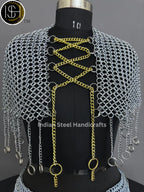 Chainmail Harness, Chainmail Chains Layers top & Skirt, Rings Costume, Wedding Cosplay Costume, Larp , Cosplay, Sca Armor, Gift For Women. ISH Collection