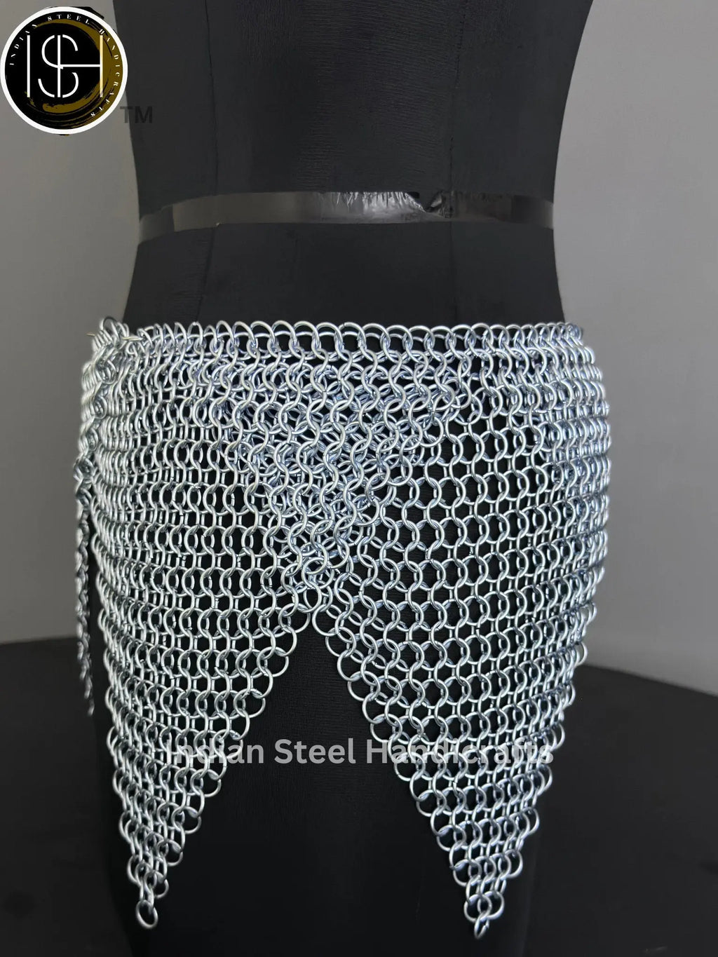 Chainmail Overlap Skirt, Chainmaille Antique Silver Renfaire Corset Costume, Belly Belt/Skirt, Boho Style Adjustable Skirt Gift for women ISH Collection