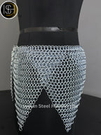 Chainmail Overlap Skirt, Chainmaille Antique Silver Renfaire Corset Costume, Belly Belt/Skirt, Boho Style Adjustable Skirt Gift for women ISH Collection