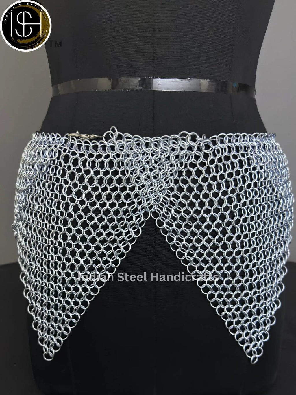Chainmail Overlap Skirt, Chainmaille Antique Silver Renfaire Corset Costume, Belly Belt/Skirt, Boho Style Adjustable Skirt Gift for women ISH Collection