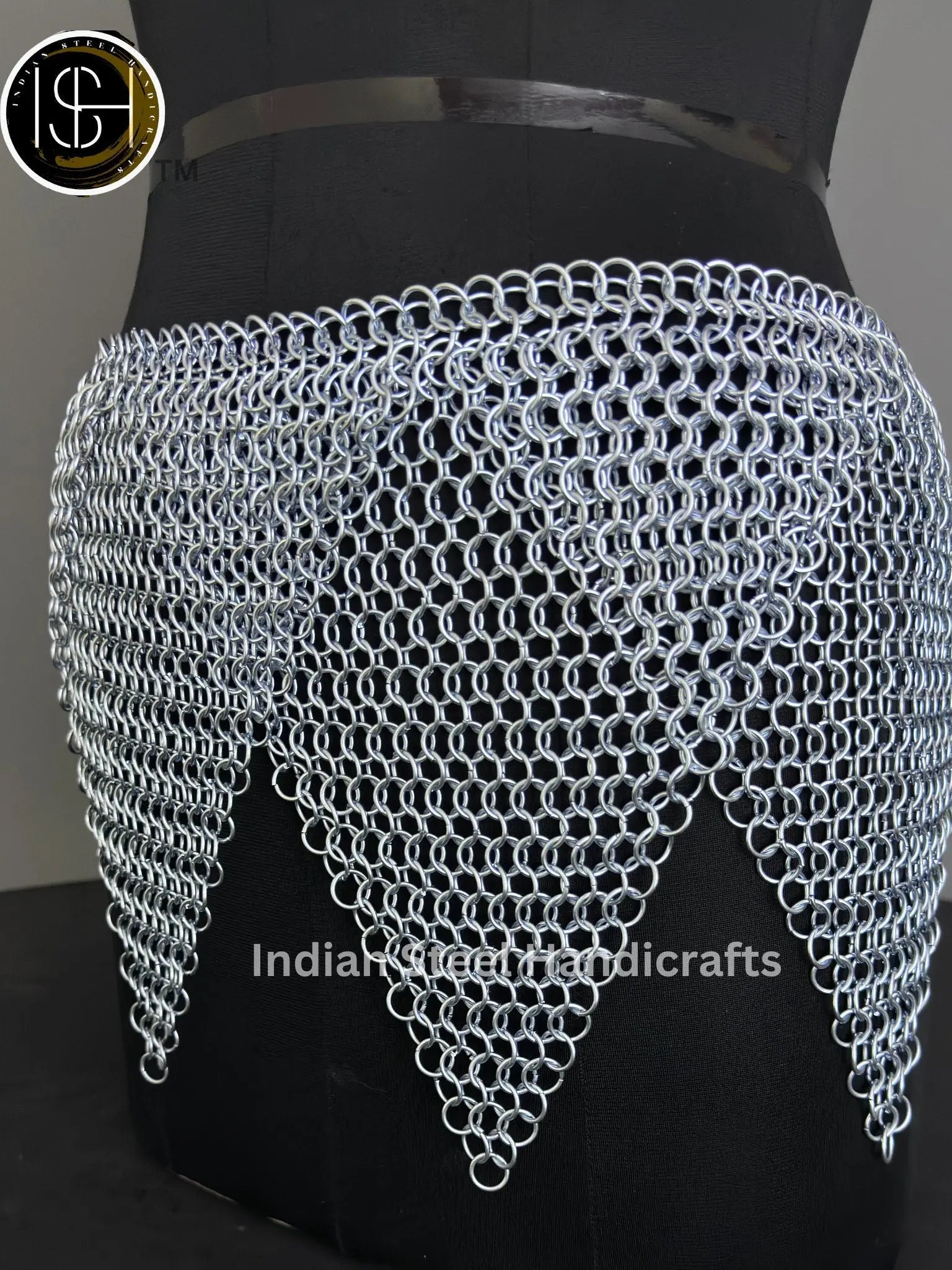 Chainmail Overlap Skirt, Chainmaille Antique Silver Renfaire Corset Costume, Belly Belt/Skirt, Boho Style Adjustable Skirt Gift for women ISH Collection