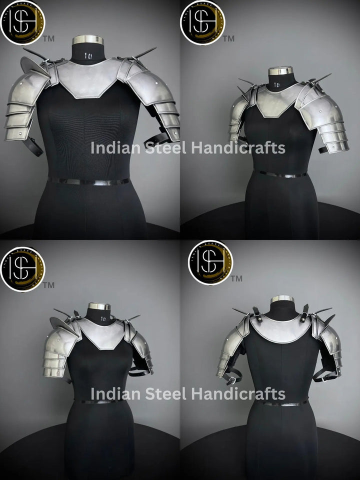 Female Knight Steel Armor: Gorget, Pouldron & Chainmail - LARP Cosplay
