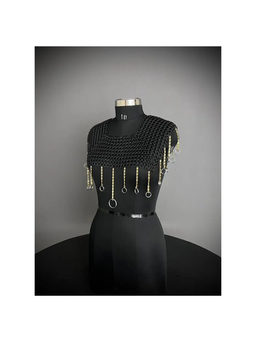 Chainmail Square Shoulder, Chainmail Jump Ring, Chainmail Neck Piece, Cosplay Costume, Chainmail Festival, Renaissance Faire Larp Gift. ISH Collection