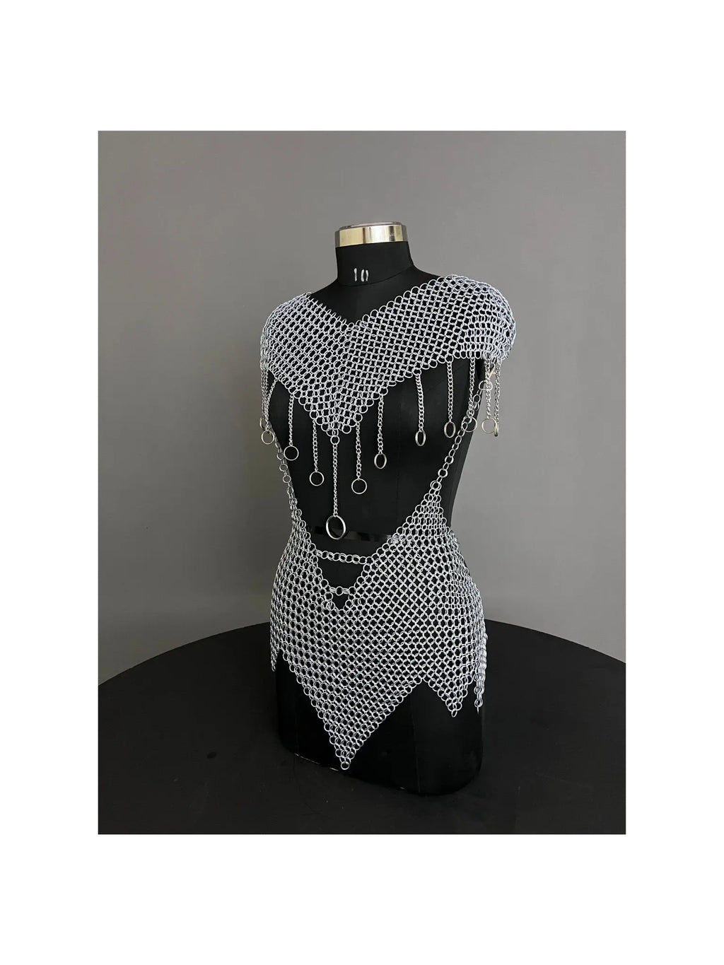 Chainmail Harness, Chainmail Chains Layers top & Skirt, Rings Costume, Wedding Cosplay Costume, Larp , Cosplay, Sca Armor, Gift For Women. ISH Collection