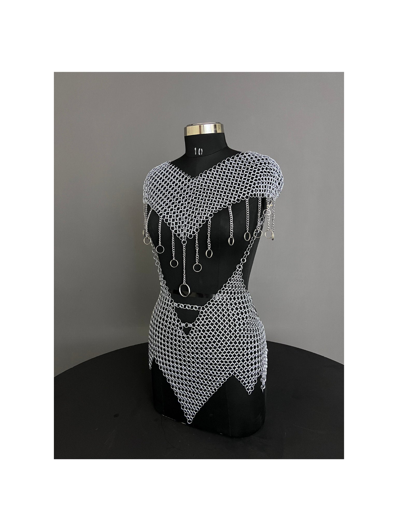 Chainmail Harness, Chainmail Chains Layers top & Skirt, Rings Costume, Wedding Cosplay Costume, Larp , Cosplay, Sca Armor, Gift For Women.
