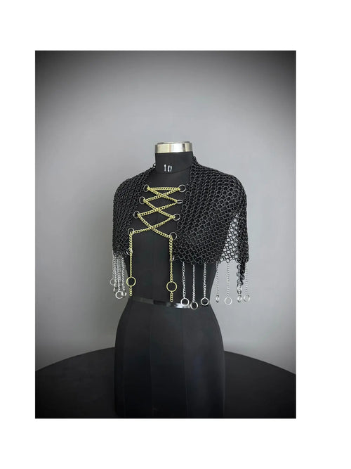 Chainmail Collar, Chainmail Jump Ring, Chainmail Neck Piece, Cosplay Costume, Chainmail Festival, Renaissance Faire Larp Gift. ISH Collection