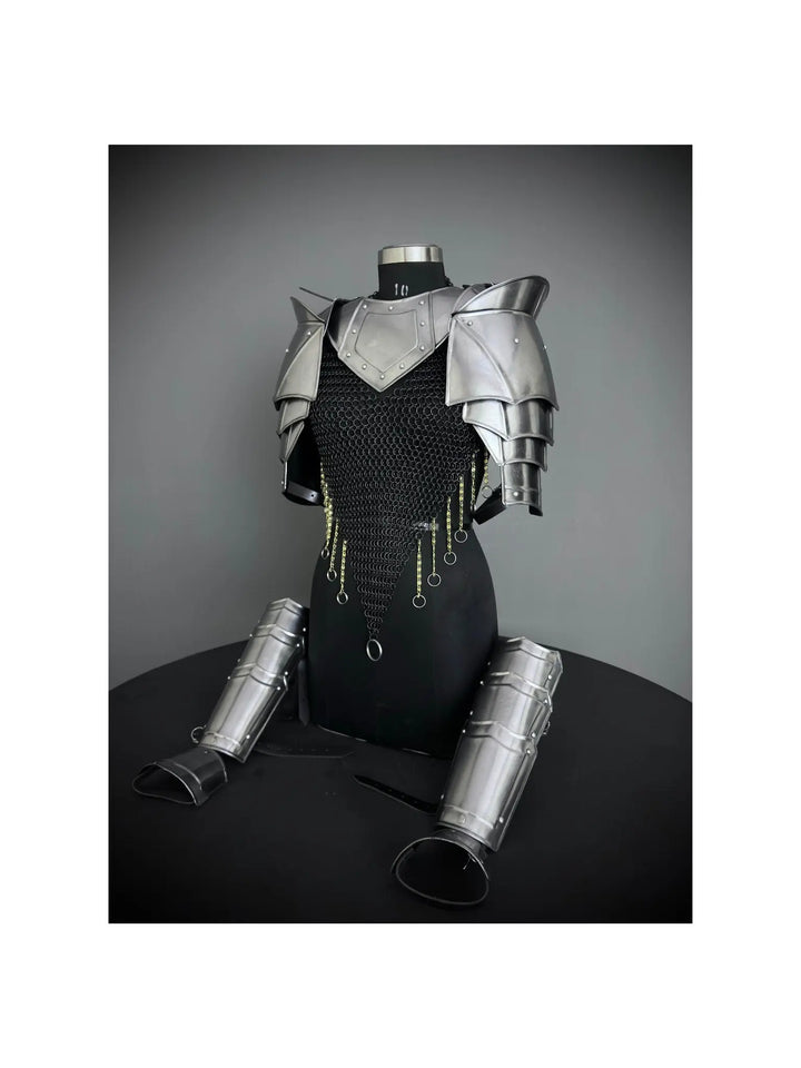 Pouldron armor, gorget armor, shoulder armor, knight armor, larp armor , medieval armor, fantasy armor, gift for her, gift for him, sca armor, cosplay armor, armor for sale, cosplay clothing, chainmale armor, chainmail corset