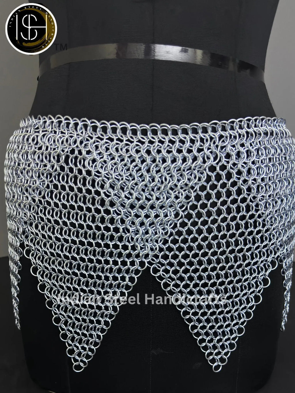 Chainmail Overlap Skirt, Chainmaille Antique Silver Renfaire Corset Costume, Belly Belt/Skirt, Boho Style Adjustable Skirt Gift for women ISH Collection