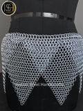 Chainmail Overlap Skirt, Chainmaille Antique Silver Renfaire Corset Costume, Belly Belt/Skirt, Boho Style Adjustable Skirt Gift for women ISH Collection