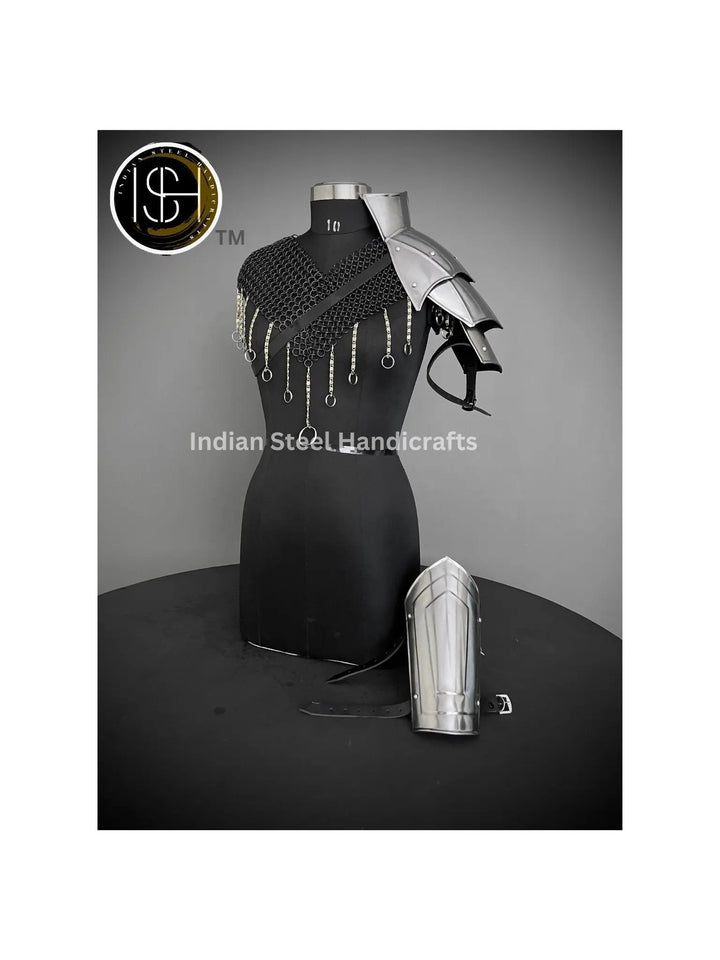 Medieval Knight Shoulder & Bracer Armor,Chainmail top armor,Larp Armor,Fantasy Armor, Cosplay Armor, Sca Armor, Gift for Men/Women ISH Collection