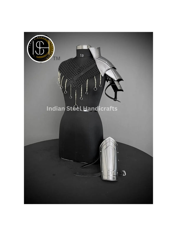 shoulder armor,bracer armor, chainmail armor, larp armor, cosplay armor, armor for cosplay, cosplay costume, knight armor, medieval armor, gift for her, gift for girlfriend, female armor, queen armor, lady armor