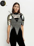 Female Knight Steel Armor: Gorget & Pouldron, Chainmail - LARP Cosplay