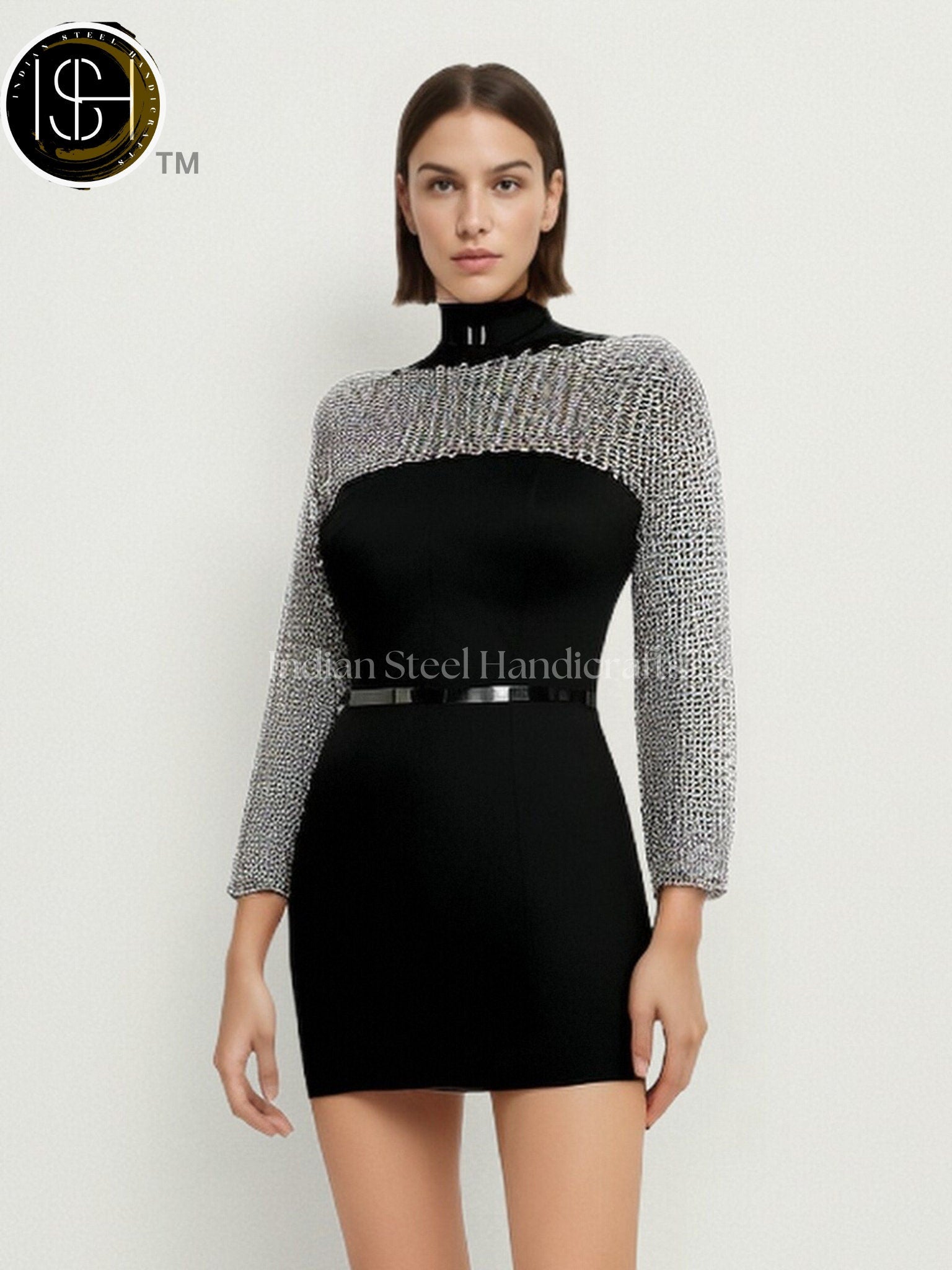 Chainmail Silver Long Sleeves Shrug, Handmade Loose Cropped Pullover Top, Elegant & Most Beautiful Wedding Costume, Halloween Cosplay Gift