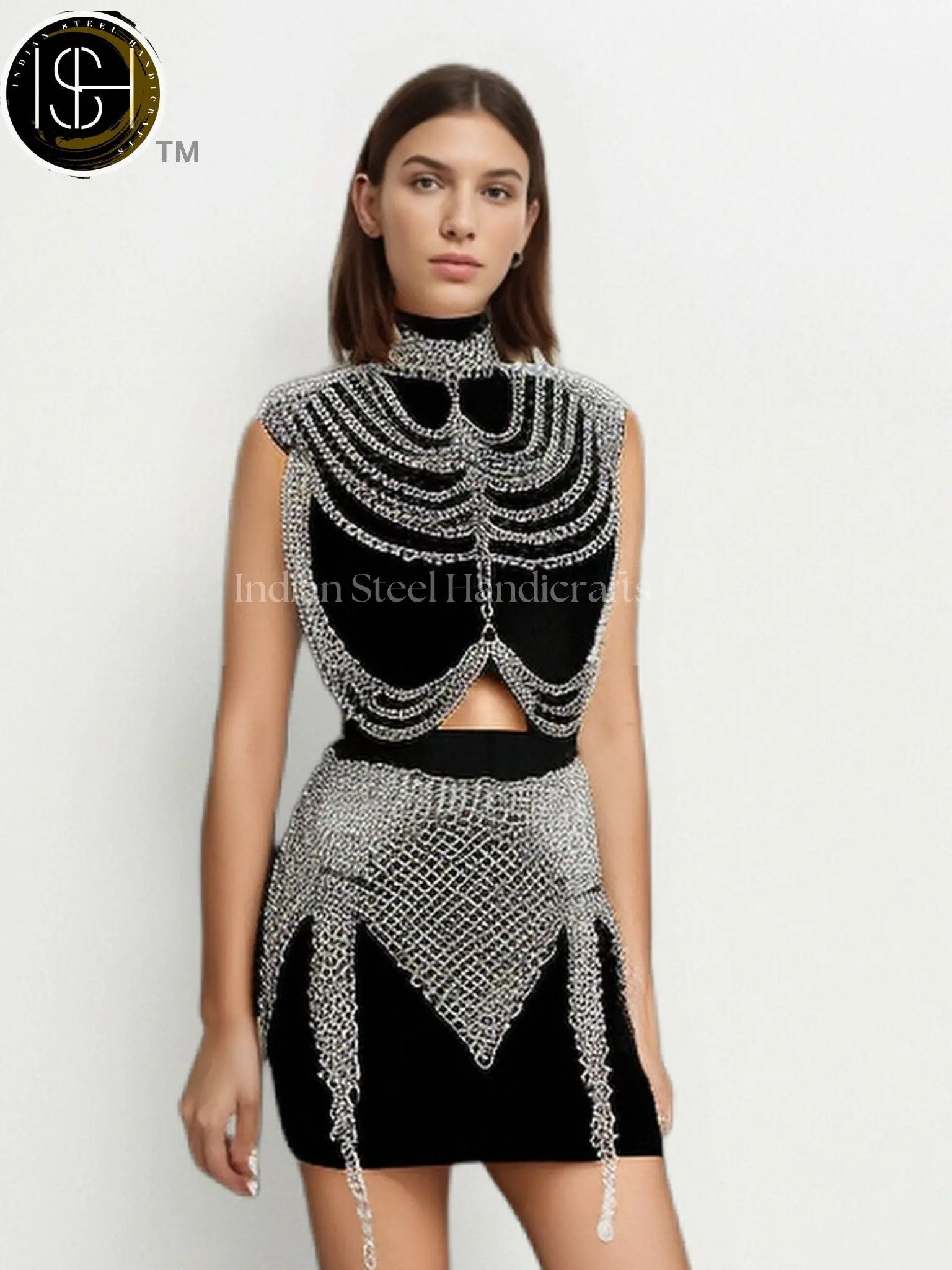 Metal Viking Skirt & Top, Ren faire Chainmaille Handmade Medieval Cosplay Armor, SCA Larp Costume, Mother's day Reenactment, Christmas Gift ISH Collection