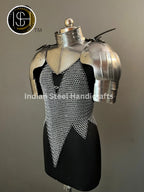 Female Knight Armor: Steel Gorget & Pouldron, Chainmail - LARP Cosplay