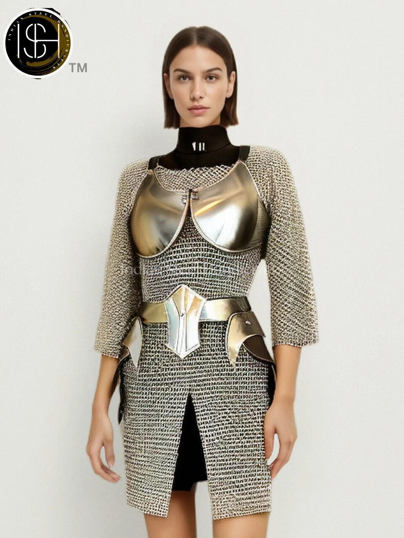 Female Knight Armor: Medieval Chainmail Costume, LARP Cosplay