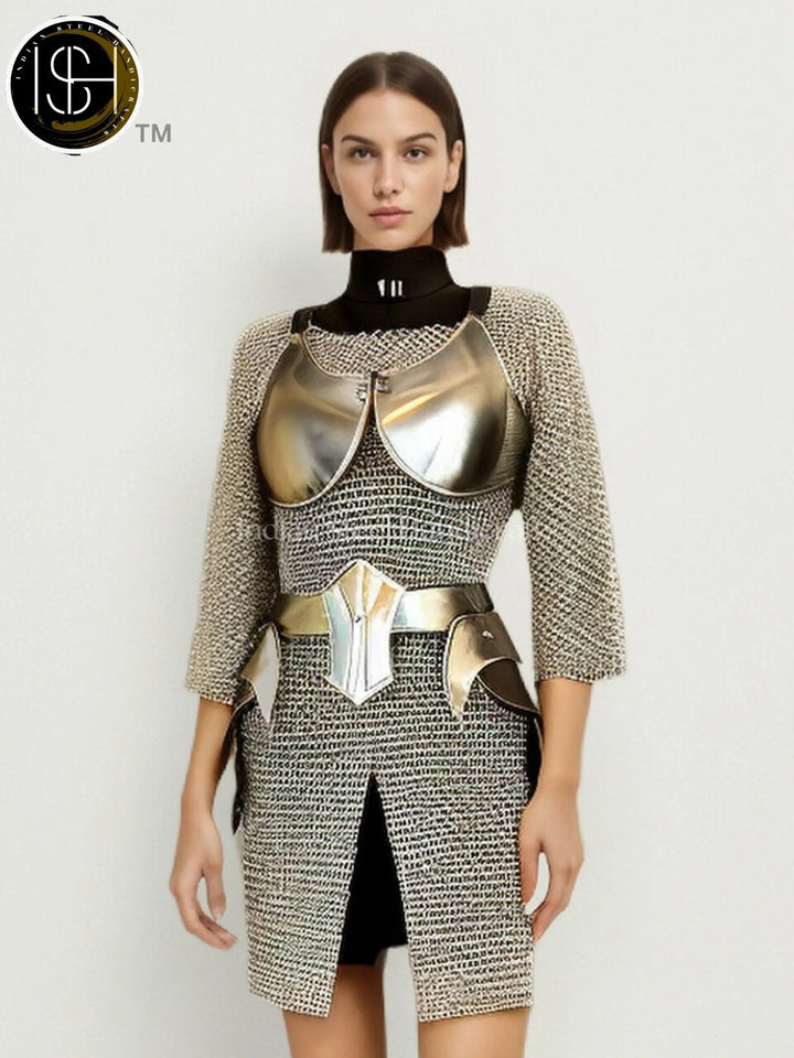 Female Knight Armor: Medieval Chainmail Costume, LARP Cosplay