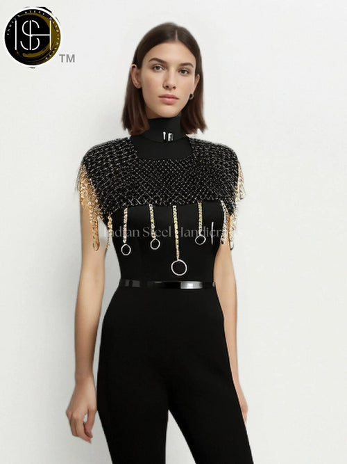 Chainmail Square Shoulder, Chainmail Jump Ring, Chainmail Neck Piece, Cosplay Costume, Chainmail Festival, Renaissance Faire Larp Gift. ISH Collection