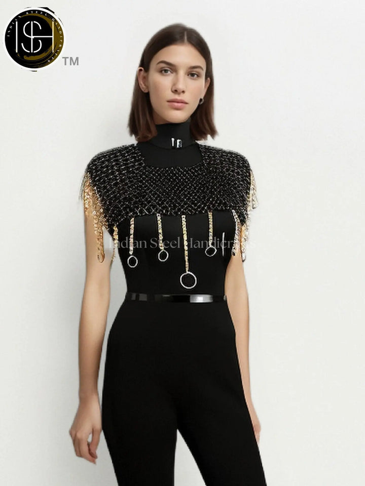 Chainmail Square Shoulder, Chainmail Jump Ring, Chainmail Neck Piece, Cosplay Costume, Chainmail Festival, Renaissance Faire Larp Gift. ISH Collection