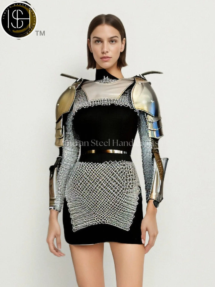 Medieval Steel Pouldron Gorget Armor: LARP Cosplay Costume