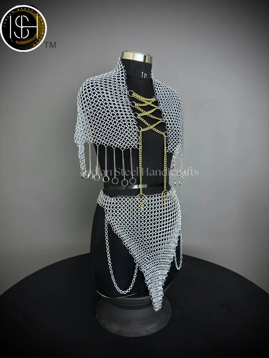 Chainmail Harness, Chainmail Chains Layers top & Skirt, Rings Costume, Wedding Cosplay Costume, Larp , Cosplay, Sca Armor, Gift For Women. ISH Collection