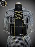 Chainmail Harness, Chainmail Chains Layers top & Skirt, Rings Costume, Wedding Cosplay Costume, Larp , Cosplay, Sca Armor, Gift For Women. ISH Collection