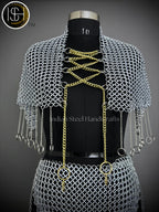 Chainmail Harness, Chainmail Chains Layers top & Skirt, Rings Costume, Wedding Cosplay Costume, Larp , Cosplay, Sca Armor, Gift For Women. ISH Collection