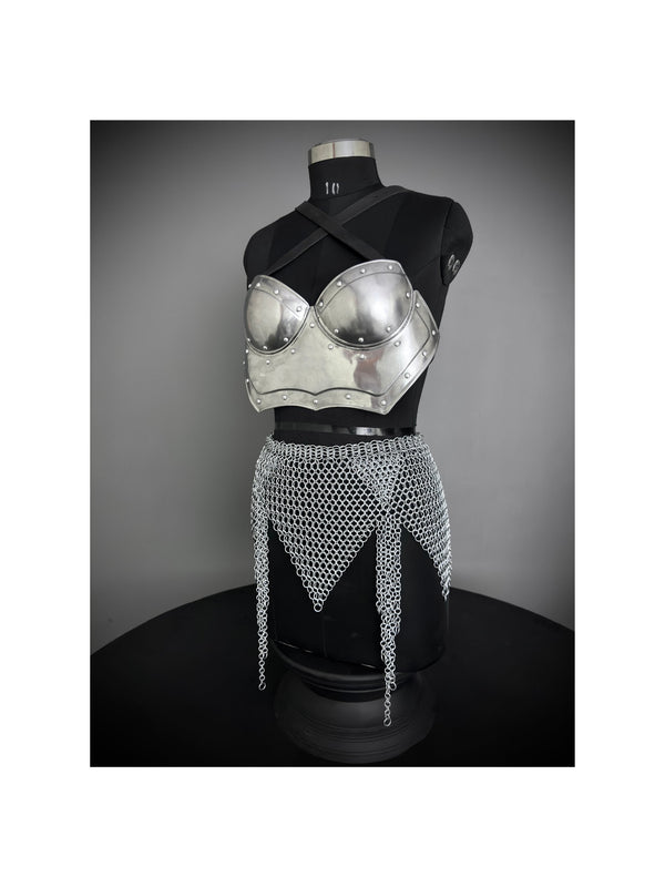 Ancient Knight Lady Armor,chest Armor, Chainmail Skirt Female  Armor Costume, Cosplay Armor, Larp Armor, Sca Armor, Gift for Men/Women.