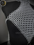 Medieval Butted Chainmail Armor, Fancy Top Halter Neck Chain Design Backless for Girls Fantasy Costume, ISH Collection