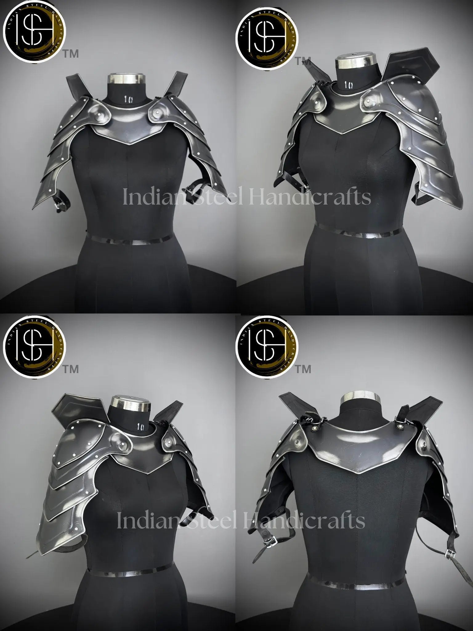 Female Knight Armor: Steel Gorget & Pouldron, Chainmail Top - LARP Cosplay