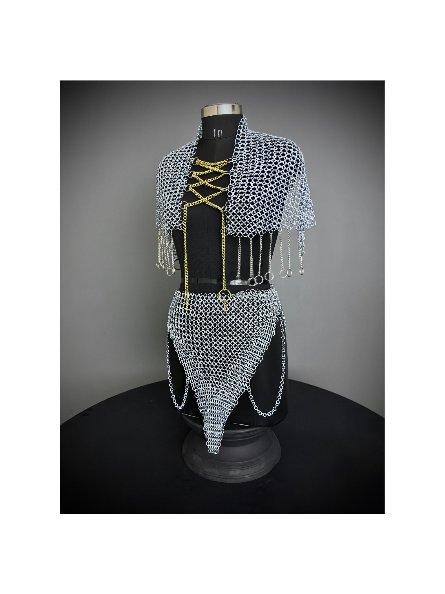 Chainmail Harness, Chainmail Chains Layers top & Skirt, Rings Costume, Wedding Cosplay Costume, Larp , Cosplay, Sca Armor, Gift For Women.