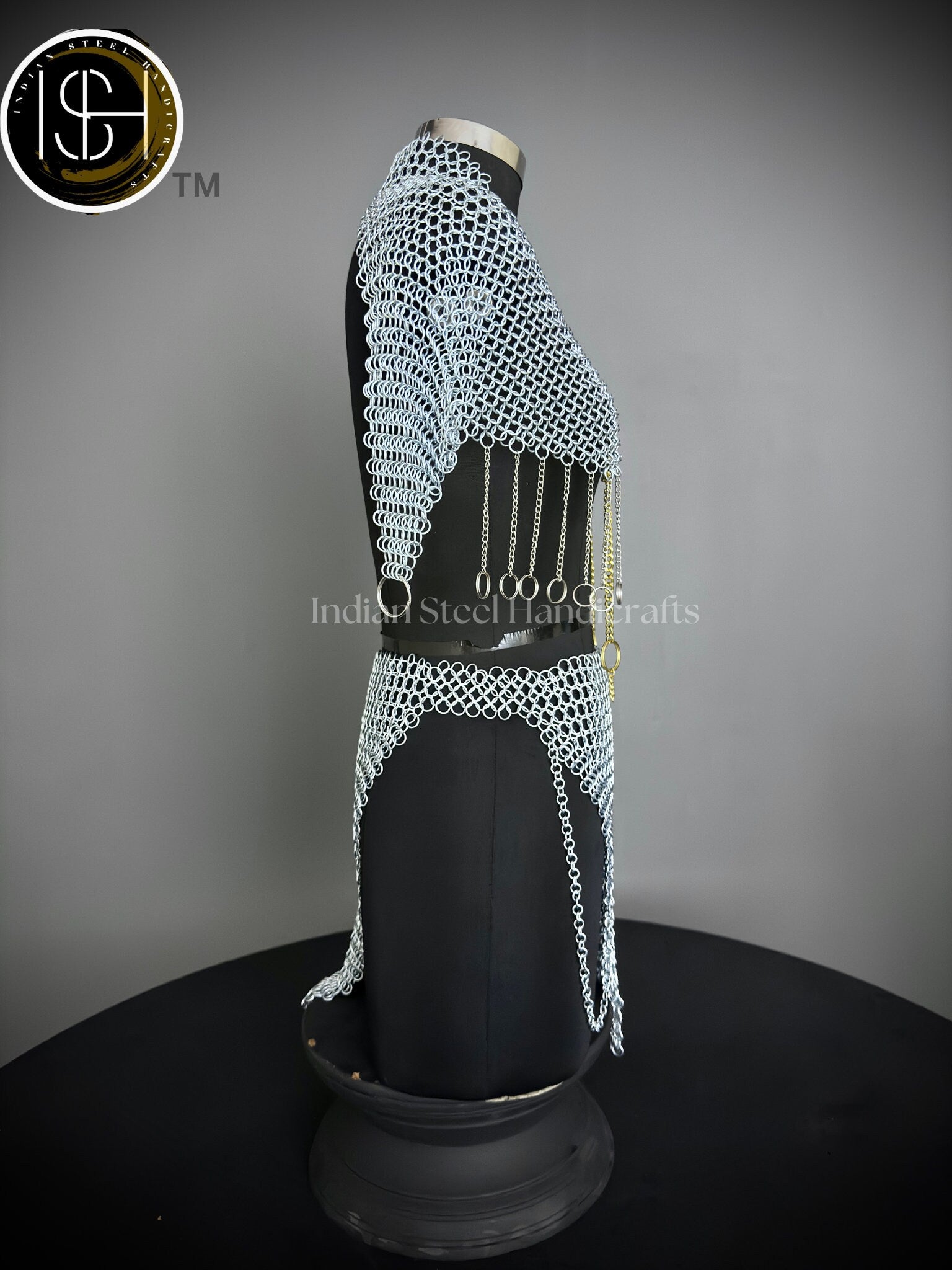 Chainmail Harness, Chainmail Chains Layers top & Skirt, Rings Costume, Wedding Cosplay Costume, Larp , Cosplay, Sca Armor, Gift For Women.
