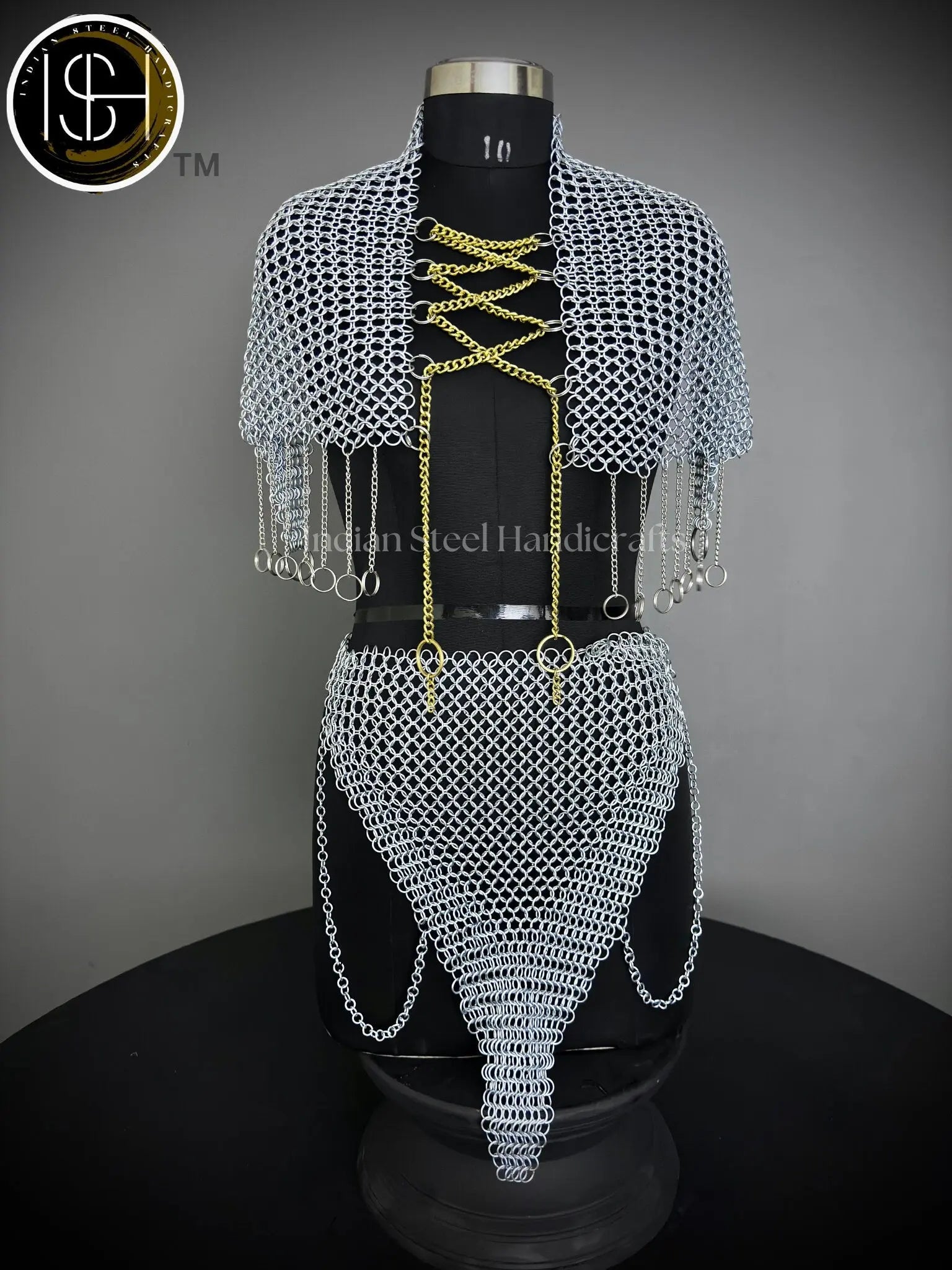 Chainmail Harness, Chainmail Chains Layers top & Skirt, Rings Costume, Wedding Cosplay Costume, Larp , Cosplay, Sca Armor, Gift For Women. ISH Collection