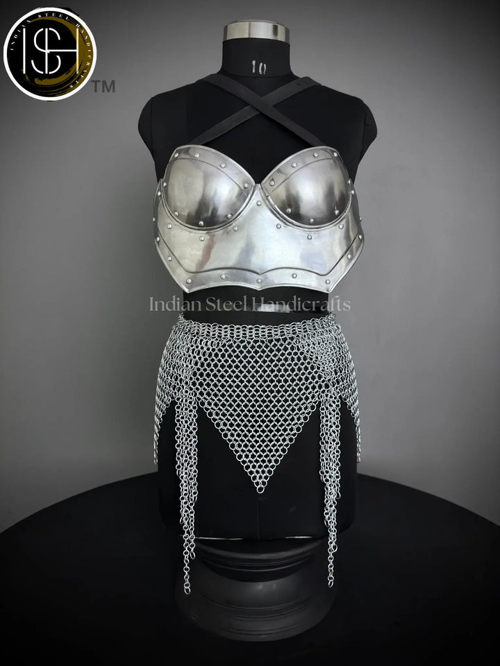 Ancient Knight Lady Armor,chest Armor, Chainmail Skirt Female  Armor Costume, Cosplay Armor, Larp Armor, Sca Armor, Gift for Men/Women. ISH Collection