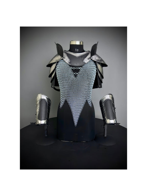Knight Brave Female Armor, Gorget, Pouldron Armor, Chaianmail Stylish top,Cosplay Armor, SCA Armor, LARP Armor, Gifts for Women.