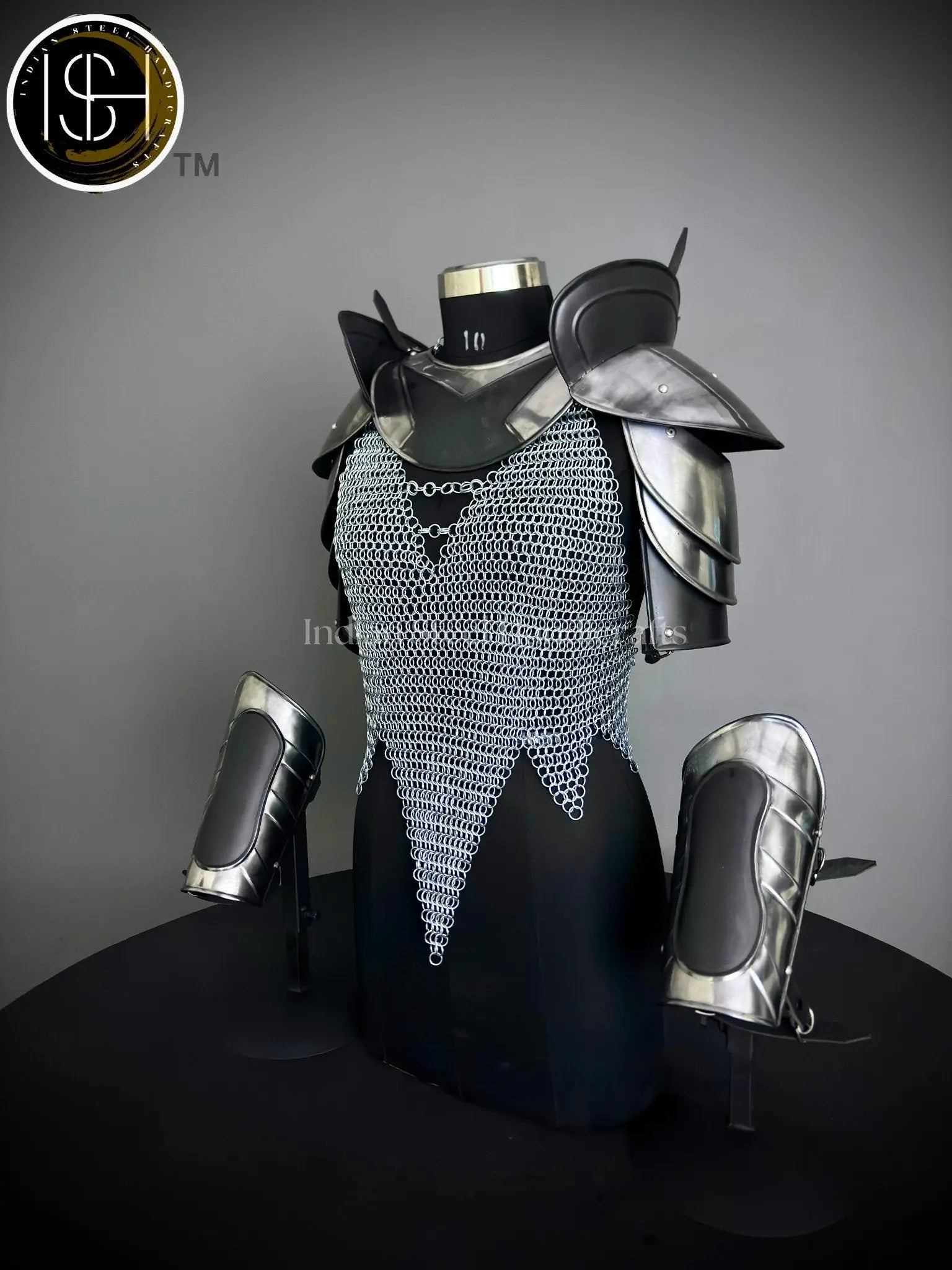 Knight Brave Female Armor, Gorget, Pouldron Armor, Chaianmail Stylish top,Cosplay Armor, SCA Armor, LARP Armor, Gifts for Women. ISH Collection