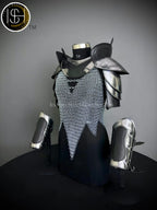 Female Knight Armor: Steel Gorget, Pouldrons & Chainmail - LARP Cosplay