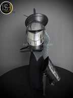 Female Knight Armor: Steel Gorget, Pouldrons & Chainmail - LARP Cosplay