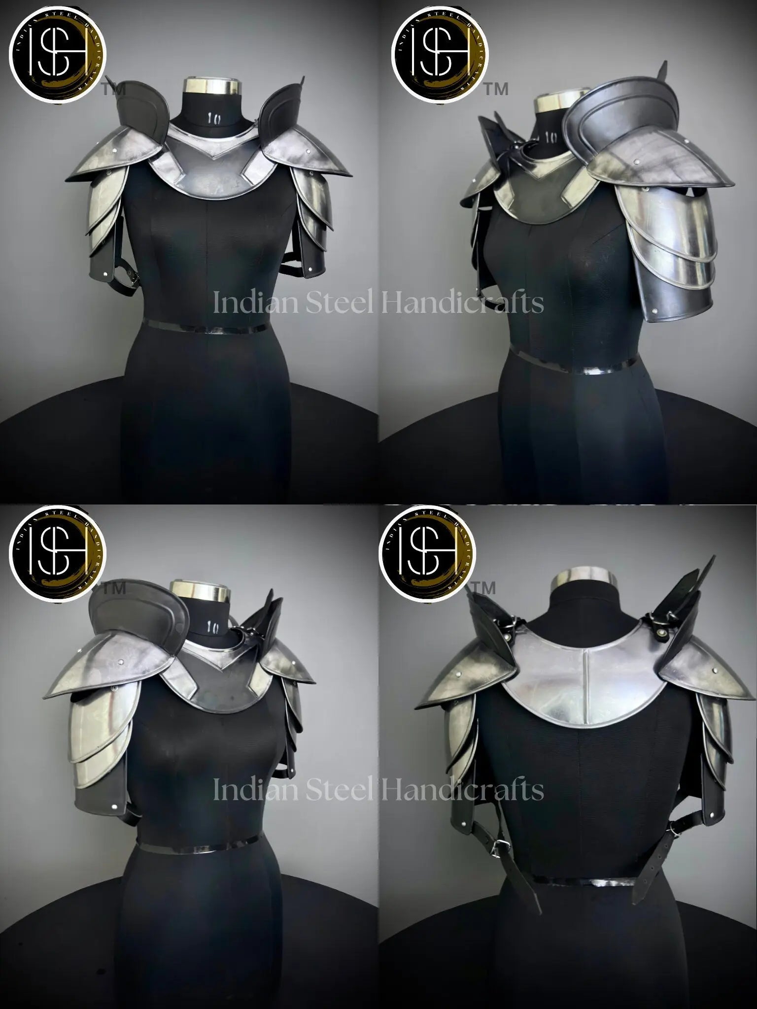 Female Knight Armor: Steel Gorget, Pouldrons & Chainmail - LARP Cosplay