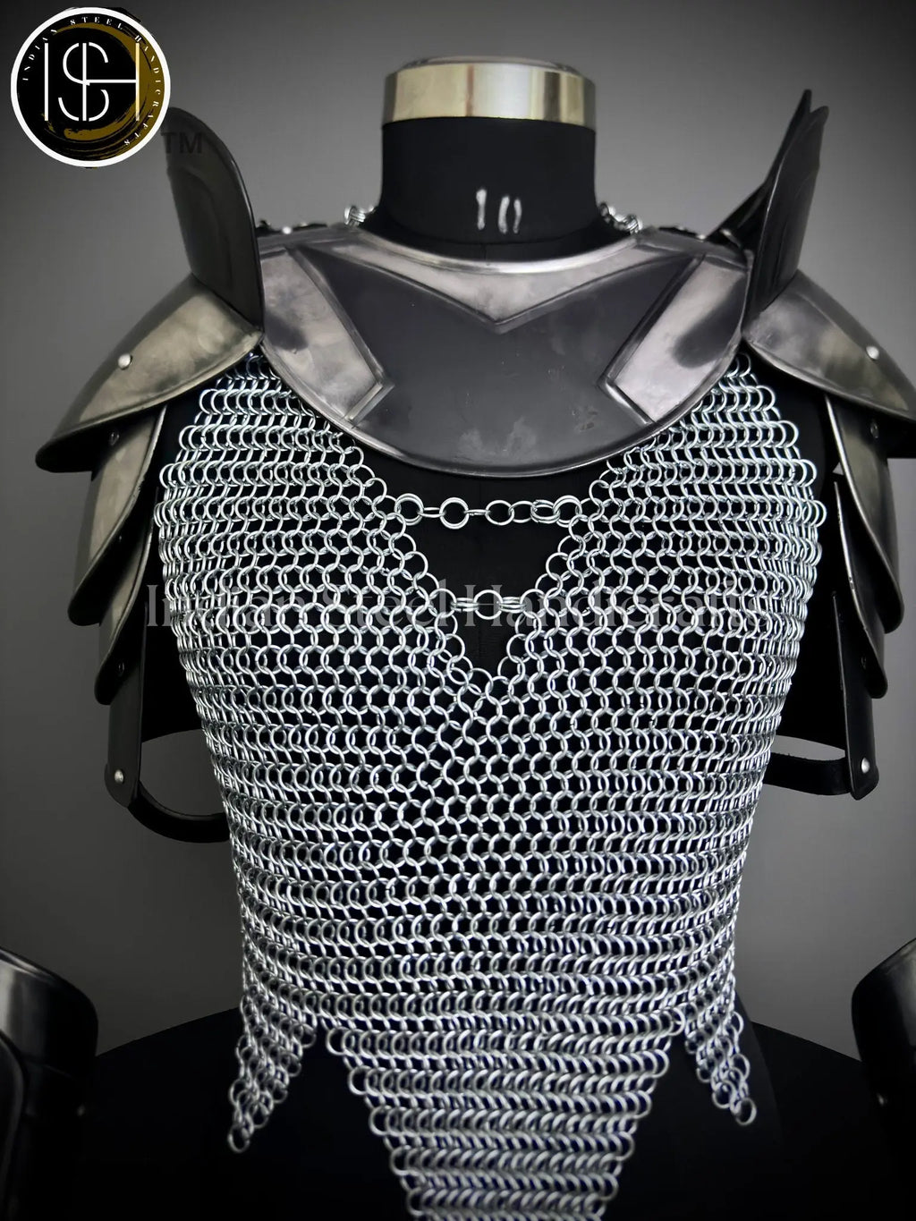 Female Knight Armor: Steel Gorget, Pouldrons & Chainmail - LARP Cosplay