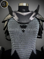 Female Knight Armor: Steel Gorget, Pouldrons & Chainmail - LARP Cosplay
