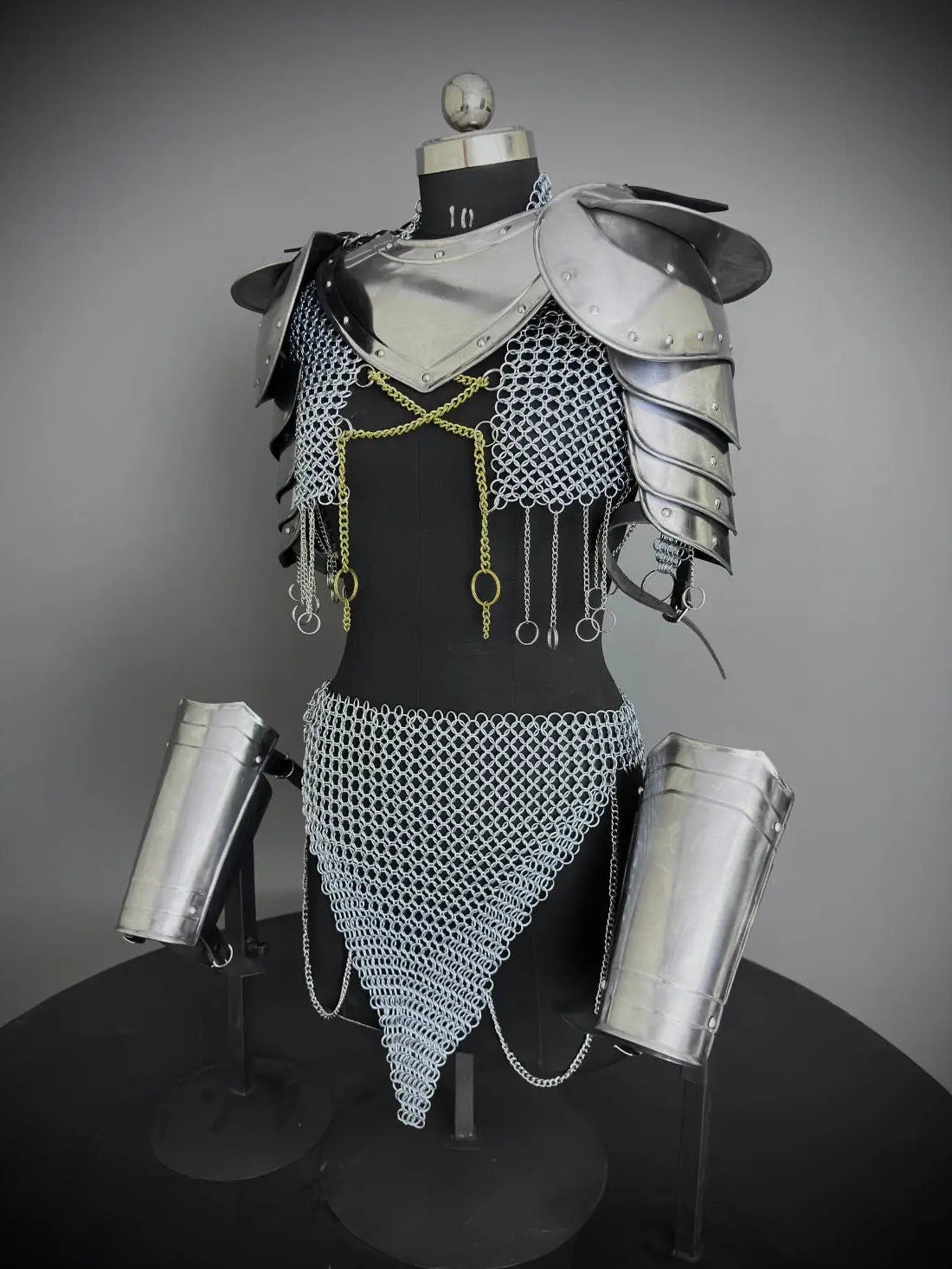 Medieval Steel Armor Set: Gorget, Pauldron, Bracer - Lady Cosplay