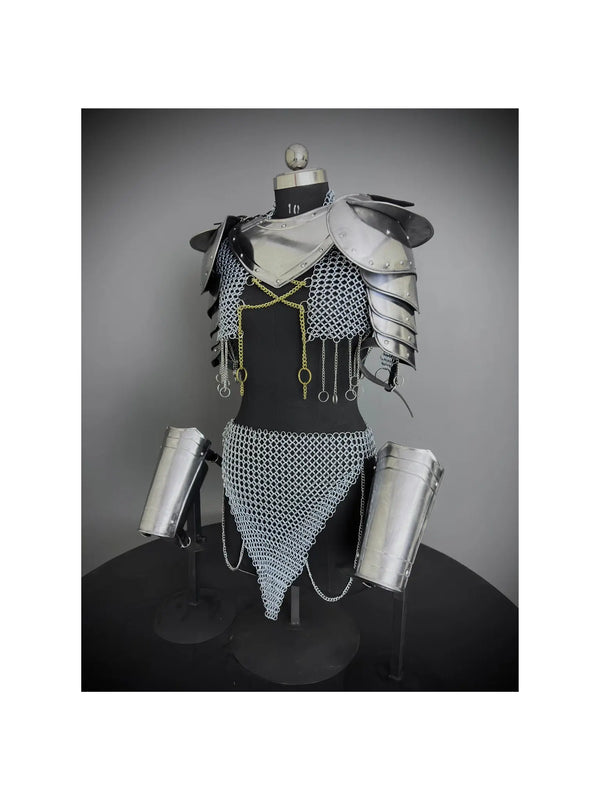 Medieval Steel Armor Set: Gorget, Pauldron, Bracer - Lady Cosplay