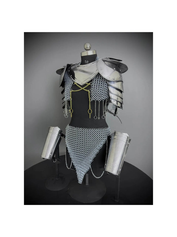 Medieval Steel Armor Set: Gorget, Pauldron, Bracer - Lady Cosplay