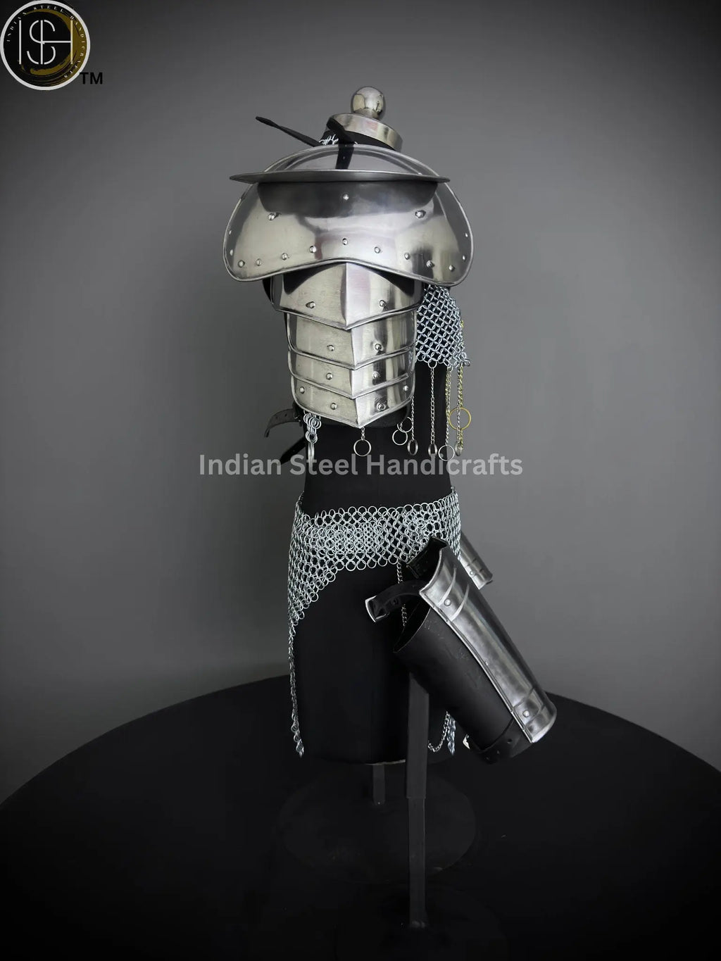 Medieval  Brave Lady gorget pauldron bracer Armor,Chainmail Armor, Cosplay Armor, Sca Armor, Larp Armor, Fantasy Armor, Gift for women. ISH Collection