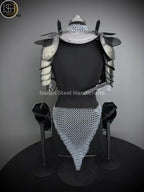 Medieval  Brave Lady gorget pauldron bracer Armor,Chainmail Armor, Cosplay Armor, Sca Armor, Larp Armor, Fantasy Armor, Gift for women. ISH Collection
