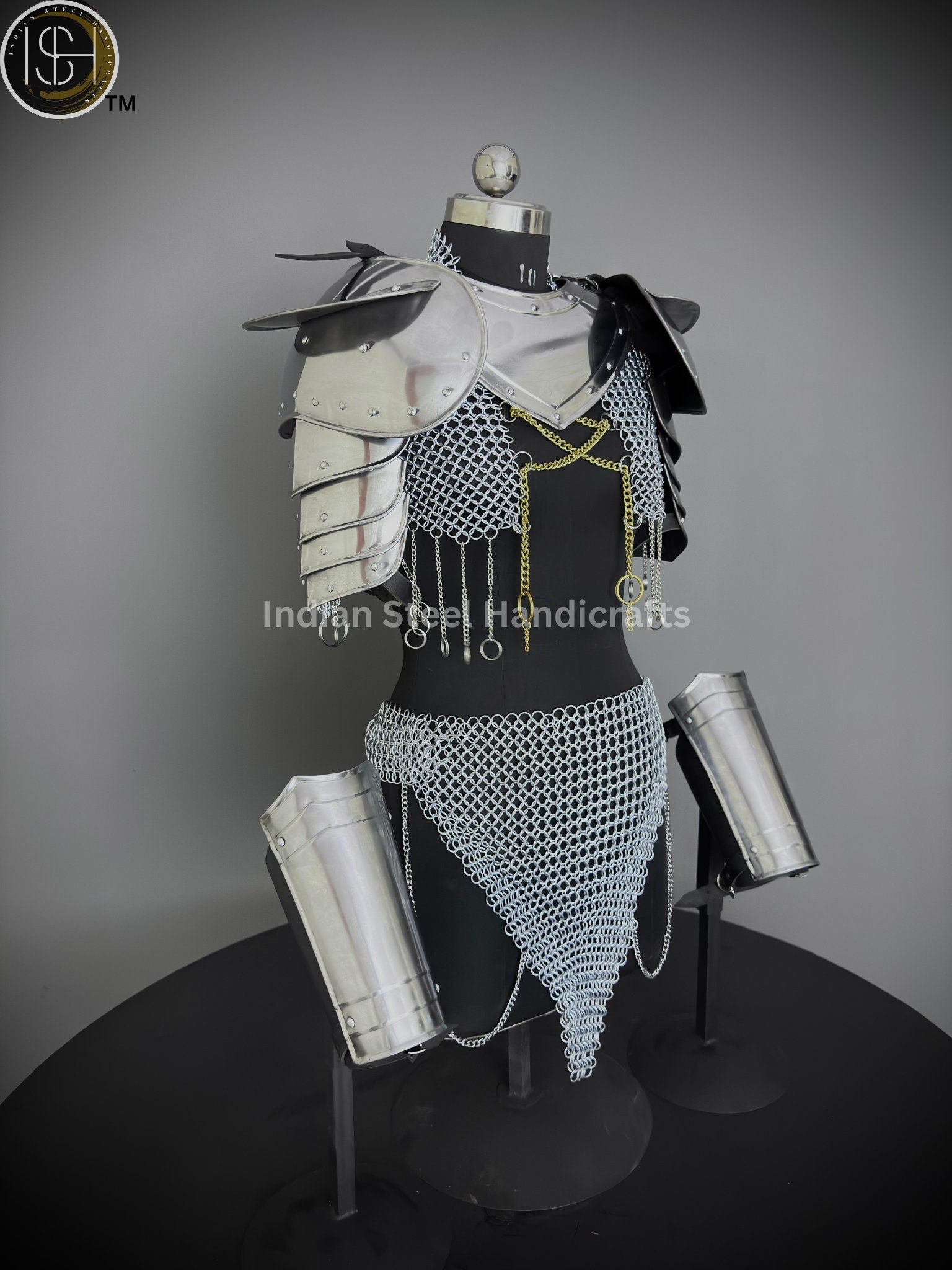 Medieval  Brave Lady gorget pauldron bracer Armor,Chainmail Armor, Cosplay Armor, Sca Armor, Larp Armor, Fantasy Armor, Gift for women.